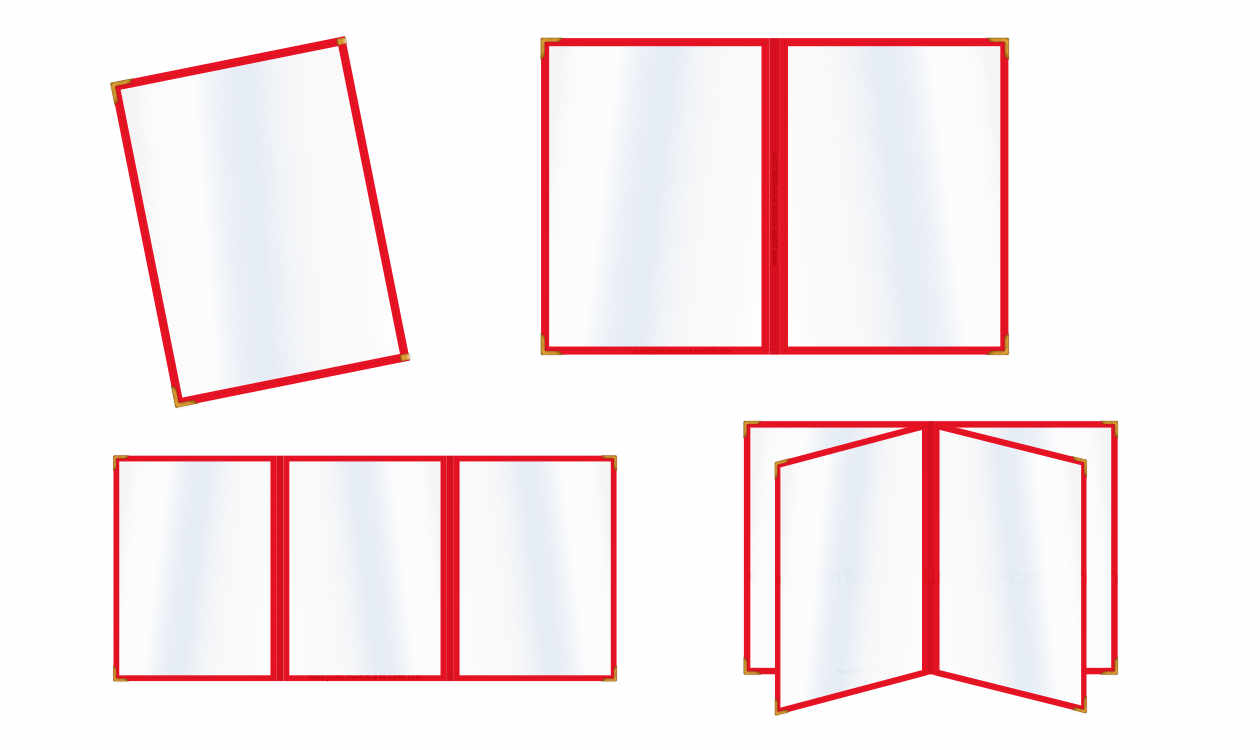 carte de restaurant simple 1 volet, double 2 volets, triptyque 3 volets