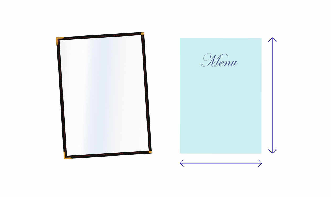 taille des porte menus brasserie
